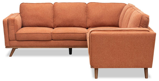 Sofa sectionnel Kassia de Kort & Co. 2 pièces en tissu d’apparence lin avec base et pattes en bois - orange