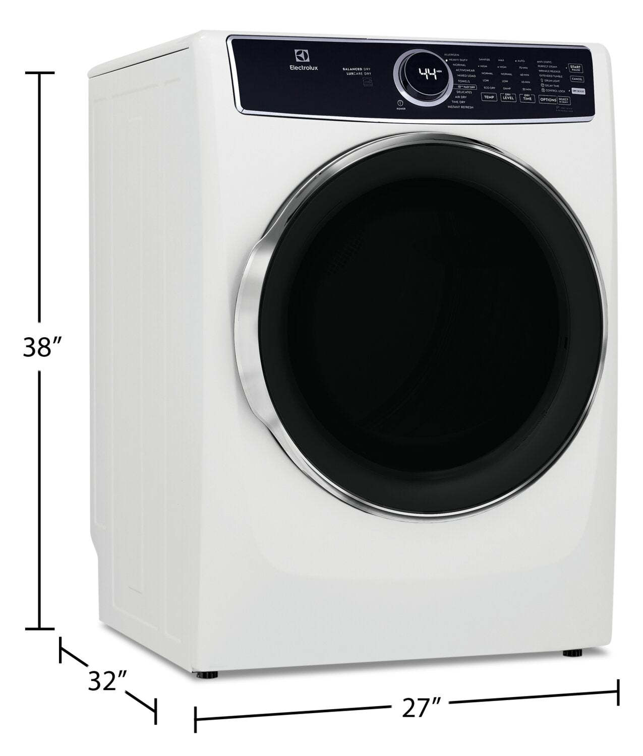 Sécheuse électrique Electrolux de 8 pi³ avec vapeur - blanche - superposable - ELFE763CAW | Electrolux 8 Cu. Ft. Electric Dryer with Steam - White - Stackable - ELFE763CAW