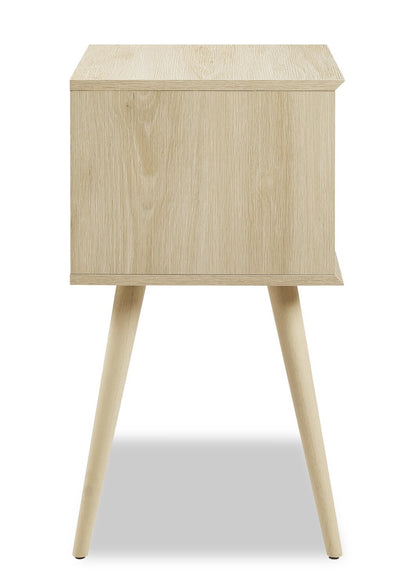 Table de chevet à 2 tiroirs Mori, 18 L x 25,75 H - Naturel | Table de nuit Mori de 18 po (l) x 25,75 po (H) à 2 tiroirs - naturelle