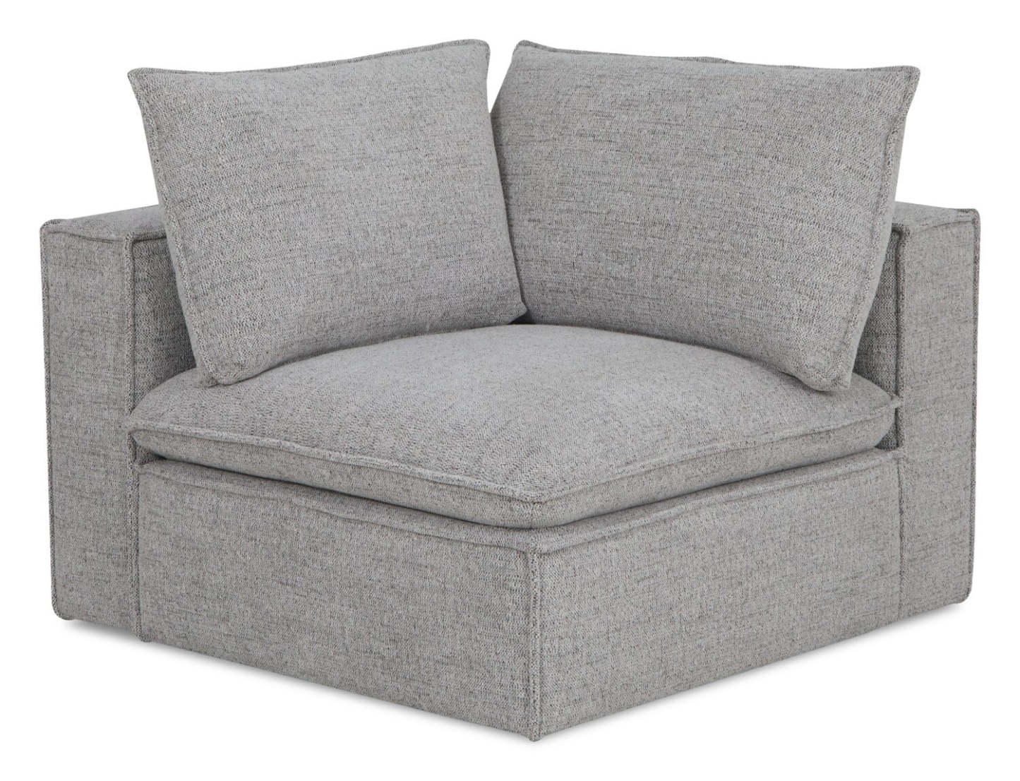 Fusion Modular 8-Piece Silver Grey Chenille Fabric Sectional with Removable Feather Down Back Cushions | Canapé sectionnel modulaire Fusion 8 pièces en tissu de chenille gris argenté avec coussins de dossier amovibles en duvet et plumes
