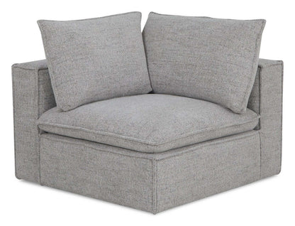 Fusion Modular 8-Piece Silver Grey Chenille Fabric Sectional with Removable Feather Down Back Cushions | Canapé sectionnel modulaire Fusion 8 pièces en tissu de chenille gris argenté avec coussins de dossier amovibles en duvet et plumes