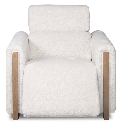 Sable 38 Chenille Fabric Power Reclining Chair with Power Headrest and USB Port - Alabaster White | Fauteuil à inclinaison électrique Sable de 38 po en tissu de chenille avec appuie-tête électrique et port USB - blanc albâtre