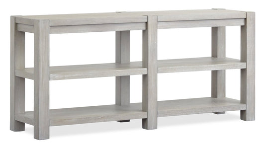 Clifford 64” Contemporary Solid Wood Sofa Table with Shelves - Calico Grey | Table de salon contemporaine Clifford de 64 po en bois massif avec étagères - gris calico