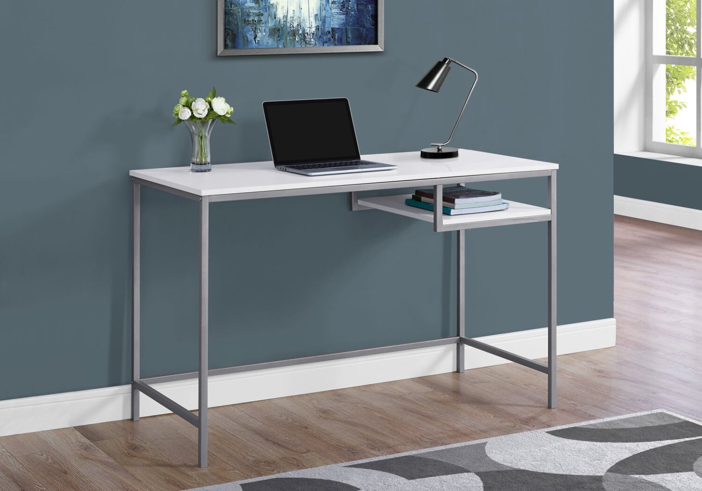 Bureau Frankie 48 avec étagère - Blanc|Bureau Franzie de 48 po avec étagère - blanc