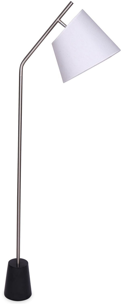 Ensemble 3 pièces Storm en acier brossé avec base en marbre noir, lampadaire et deux lampes de table|Ensemble 3 lampes Storm acier brossé avec base en marbre noir, 2 lampes de table et 1 lampe à pied