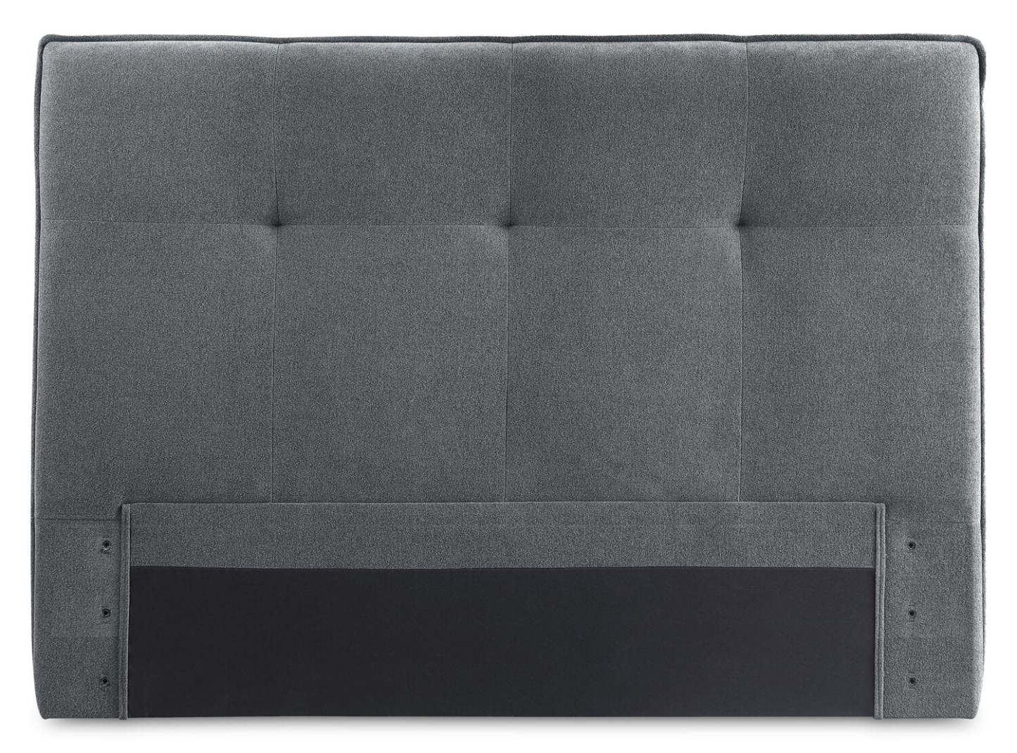 Lit plateforme Amos rembourré en tissu anthracite avec tête de lit capitonnée - format très grand lit
