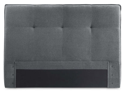 Lit plateforme rembourré Amos en tissu anthracite avec tête de lit capitonnée - Grand lit | Lit plateforme Amos rembourré en tissu anthracite avec tête de lit capitonnée - format grand lit