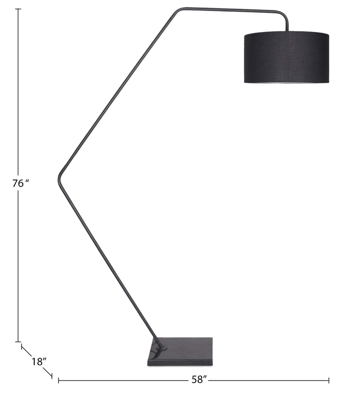 Killian 76 Lampadaire en marbre noir | Lampe à pied Killian de 76 po en marbre noir