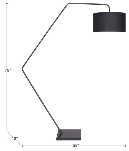 Killian 76 Lampadaire en marbre noir | Lampe à pied Killian de 76 po en marbre noir