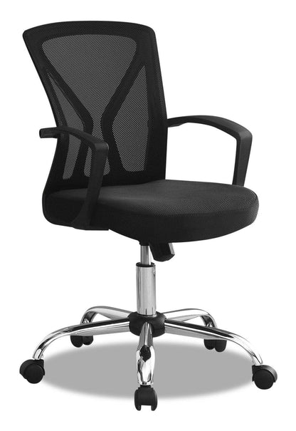 Dominic 23.5 Office Chair with Mesh Back - Black/Chrome|Chaise de bureau Dominic de 23,5 po avec dossier en maille - noire et chromée