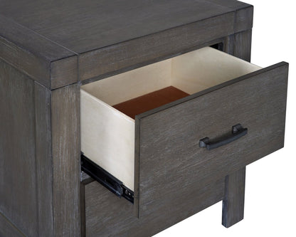 Table de nuit Koda à 2 tiroirs, 23,7 L x 23,7 H, Bois d'acacia - Gris | Table de nuit Koda de 23,7 po (L) x 23,7 po (H) à 2 tiroirs en acacia - grise