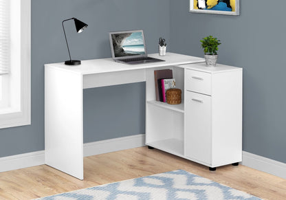 Zoey 46 L-Shaped Office Desk with Cubbies, Drawer & Cabinet - White|Bureau en forme de L Zoey de 46 po avec compartiments, tiroir et armoire - blanc