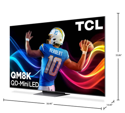 TCL 65 QM8K QLED QD Mini-LED 4K UHD Smart Google TV (65QM8K) – Modèle 2025 | Téléviseur intelligent QLED Mini DEL QD TCL QM8K UHD 4K de 65 po avec Google TVMC (65QM8K) - modèle 2025