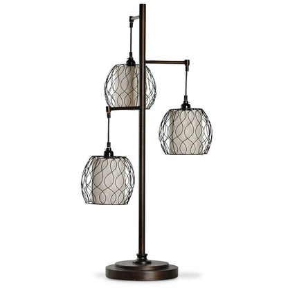Delano 37.5 Antiqued-Bronze with Black Wire Shade Table Lamp |Lampe de table Delano de 37,5 po bronze antique et noire avec abat-jour grillé