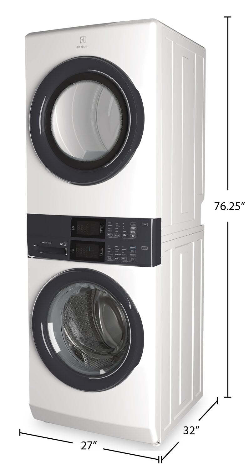 Tour de buanderie Laundry TowerMC Electrolux à chargement frontal de 5,1/8,0 pi³ - blanc - ELTE730CAW | Electrolux 5.1/8.0 Cu. Ft. Front-Load Laundry Tower - White…