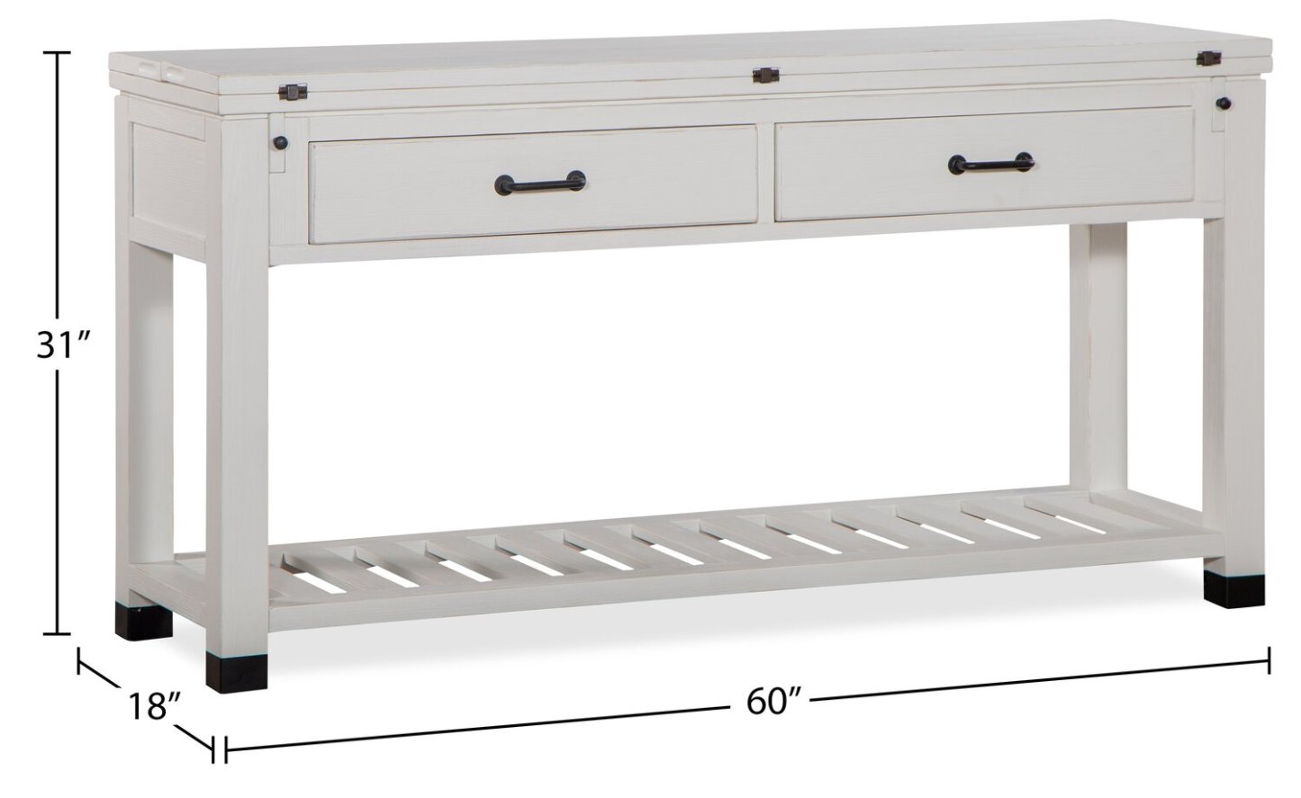 Harper 60 Modern Sofa Table with Storage and Shelf - White Pine|Table de salon moderne Harper de 60 po avec rangement et tablette - pin blanc