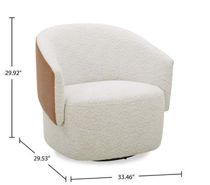 Fauteuil d'appoint pivotant Soho - neige azalée et brun clair Dakota