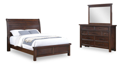 Sonoma 5pc Bedroom Set with Bed, Dresser & Mirror, Mango Brown - Full Size | Ensemble de chambre à coucher Sonoma 5 pièces avec lit, commode et miroir, brun manguier - taille complète