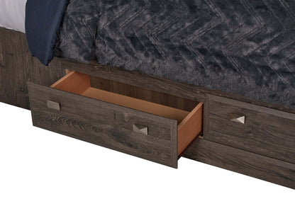 Lit plateforme Yorkdale avec tête de lit et cadre de rangement à 6 tiroirs, fabriqué au Canada, gris - Taille Queen