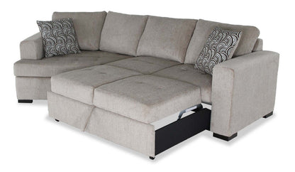 Fabriqué au Canada, canapé-lit sectionnel enveloppant Legend 2 pièces à gauche en tissu de chenille - beige platine