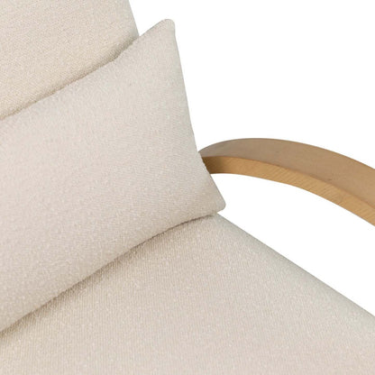 Loft 27.55 Chaise d'appoint en tissu bouclé avec oreiller décoratif et accoudoirs et pieds en bois - Blanc | Fauteuil d'appoint Loft de 27,55 po en tissu bouclé avec coussin décoratif, accoudoirs et pattes en bois - blanc