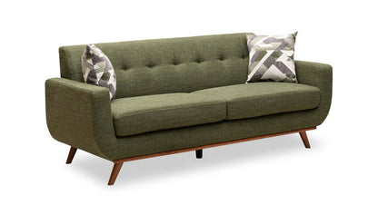 Sofa Freeman de Kort & Co. de 80 po de format condo en tissu d’apparence lin avec base et pattes en bois - vert avocat