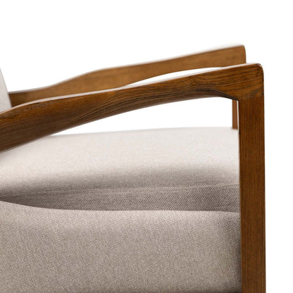 Echo 27,95 Chaise d'appoint en tissu avec accoudoirs et pieds en bois - Beige | Fauteuil d'appoint Echo 27,95 po en tissu avec accoudoirs et pattes en bois - beige