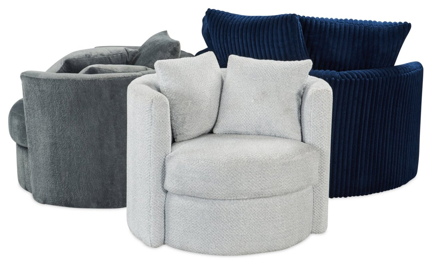 Fauteuil d'appoint Cuddler Grande de 48 po fabriqué au Canada en tissu chenille - bleu Groove Midnight