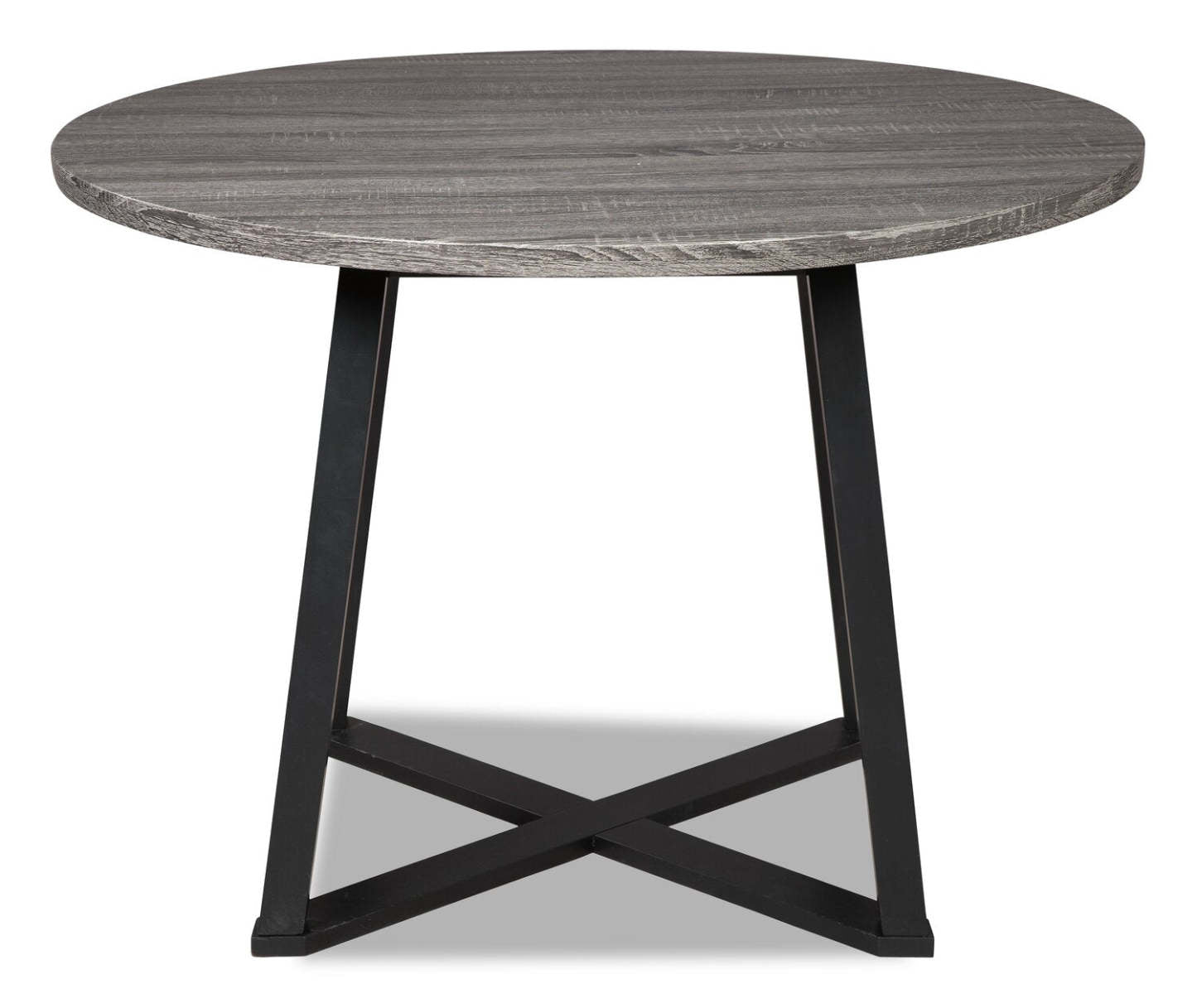 Table de salle à manger Cole, métal, mélamine, base géométrique, ronde 42 W - Gris | Table de salle à manger ronde Cole de 42 po (L) en métal et mélamine avec base géométrique - grise