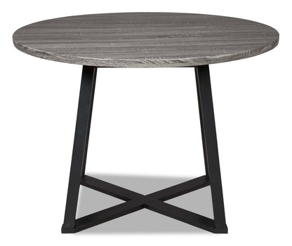 Table de salle à manger Cole, métal, mélamine, base géométrique, ronde 42 W - Gris | Table de salle à manger ronde Cole de 42 po (L) en métal et mélamine avec base géométrique - grise