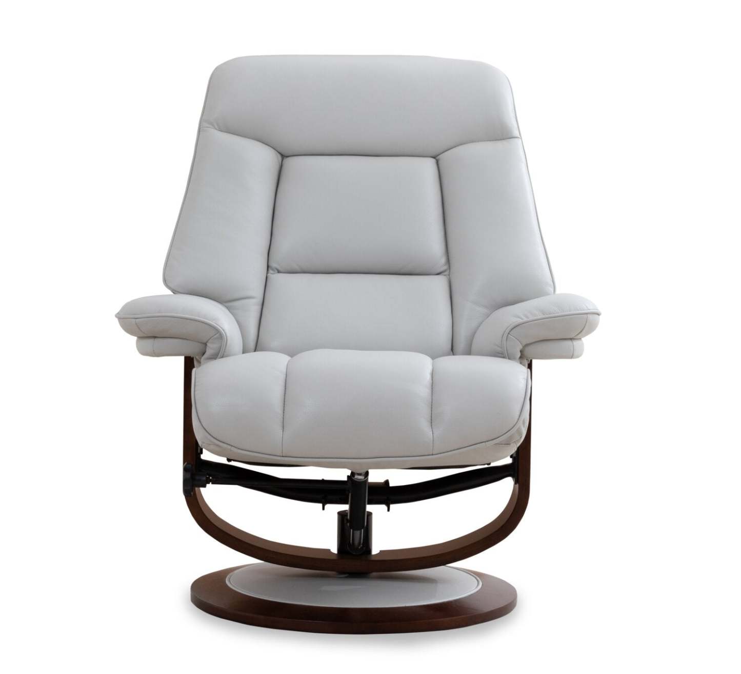 Fauteuil inclinable Maven antistress de 34,5 po en cuir véritable gris avec repose-pieds et base en bois et métal - gris