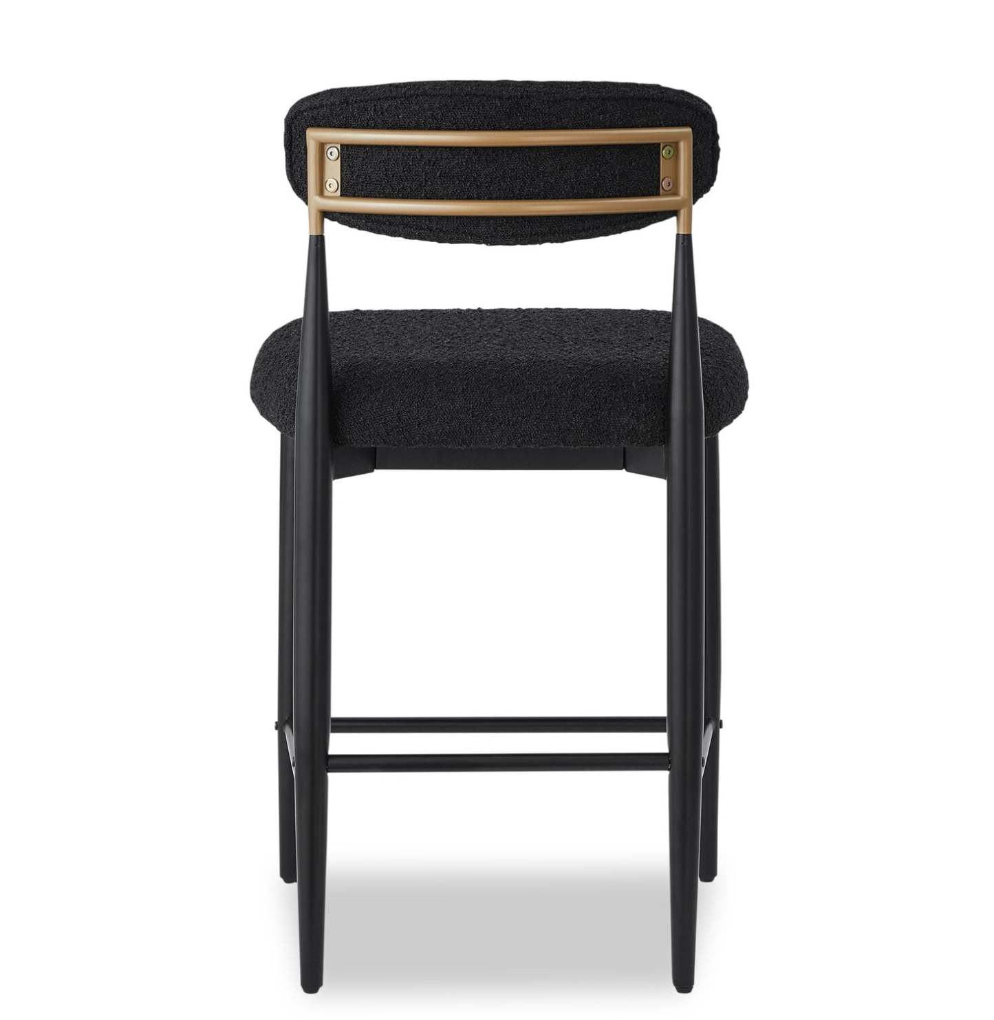 Kort &amp; Co. Tabouret Capri à hauteur de comptoir avec tissu bouclé et accents dorés, métal - Noir | Tabouret Capri de Kort &amp; Co. de hauteur comptoir en métal avec tissu bouclé et touches dorées - noir