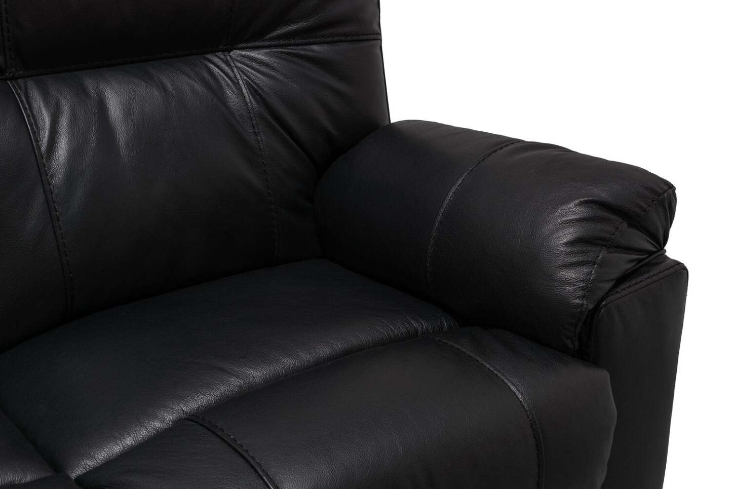 Sofa à inclinaison électrique Dawson de 87 po fabriqué au Canada en cuir véritable avec port USB et oussins décoratifs - noir