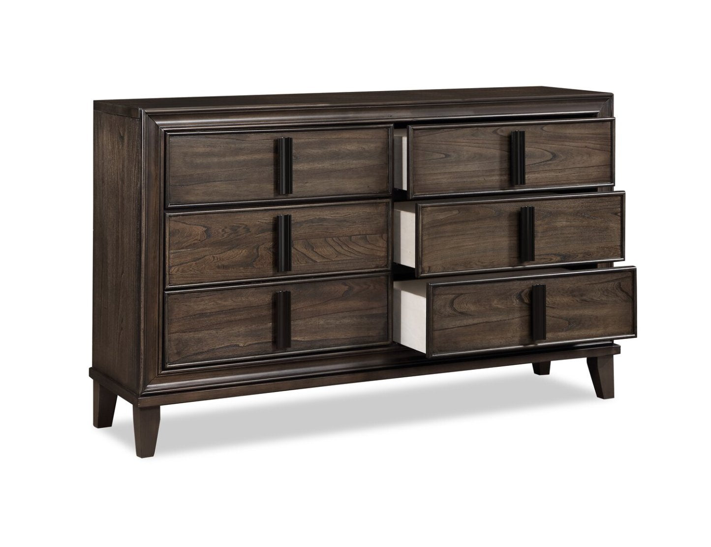 Commode à 6 tiroirs pour chambre à coucher Kane, 61 L x 38,3 H - Marron | Commode Kane de 61 po (L) x 38,3 po (H) à 6 tiroirs pour la chambre à coucher - brune