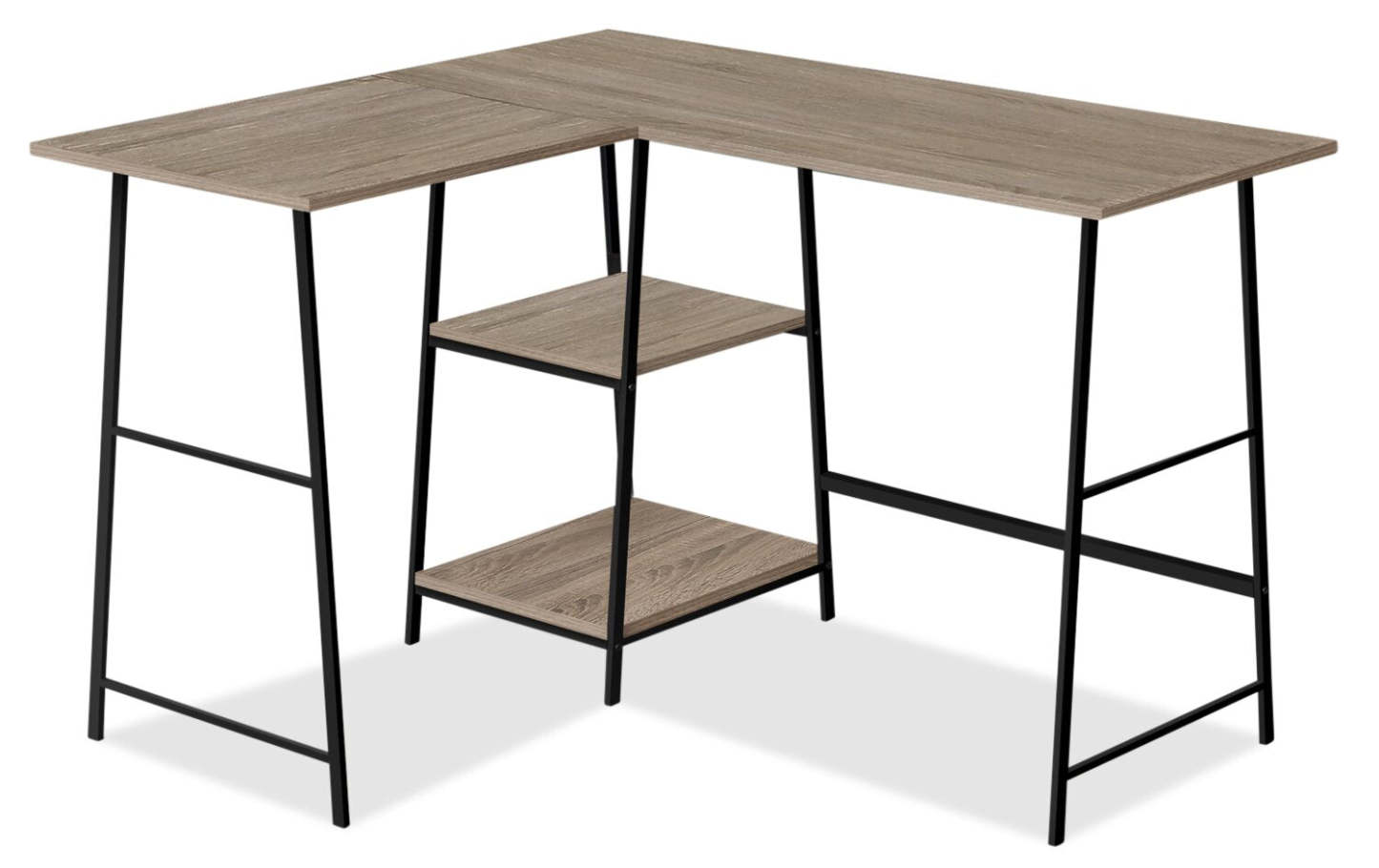 Bureau en forme de L Keenan 47,25 avec étagères ouvertes - Taupe|Bureau en forme de L Keenan de 47,25 po à tablettes ouvertes - taupe