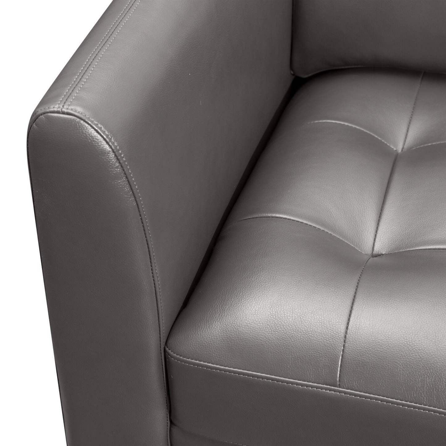 Canapé Erin 80.3 en tissu d'apparence cuir avec coussins de siège capitonnés - Gris | Canapé Erin de 80,3 po en tissu d'apparence cuir avec coussins de siège capitonnés - gris