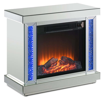 Cheminée Électrique LED Elsa 28.3 Glam - Argent et Verre|Foyer électrique somptueux à DEL Elsa de 28,3 po - argenté et verre