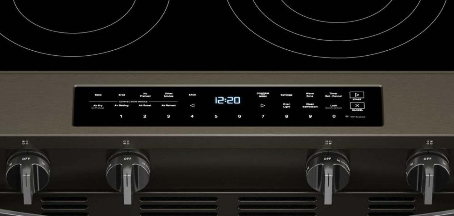 Cuisinière électrique Whirlpool de 5,3 pi3 avec friture à air et revêtement WipeCleanMC - acier inoxydable noir - YWSES7530RV | Whirlpool 5.3 Cu. Ft. Electric Range with Air Fry and WipeClean™ Coating - Black Stainless Steel - YWSES7530RV | YWSES75V