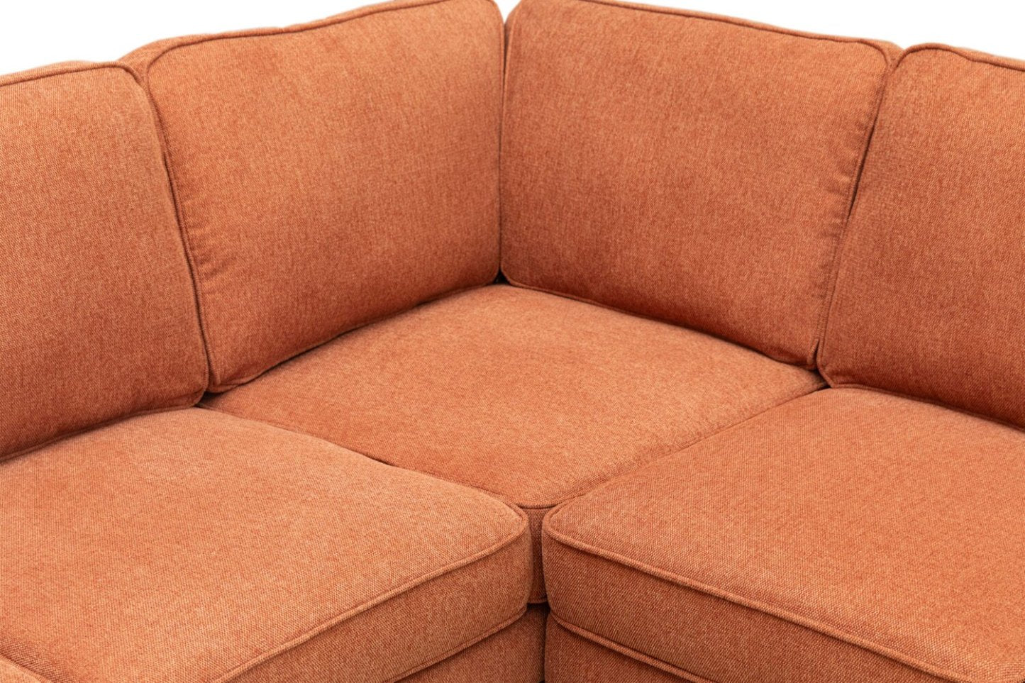Sofa sectionnel Kassia de Kort & Co. 2 pièces en tissu d’apparence lin avec base et pattes en bois - orange
