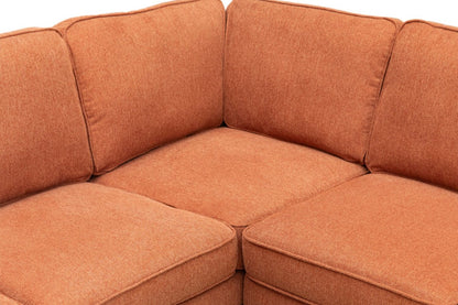 Sofa sectionnel Kassia de Kort & Co. 2 pièces en tissu d’apparence lin avec base et pattes en bois - orange