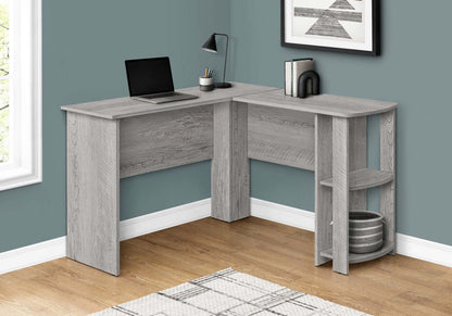Bureau en forme de L Eason 47 avec étagère - Gris|Bureau en forme de L Eason de 47 po avec tablette - gris