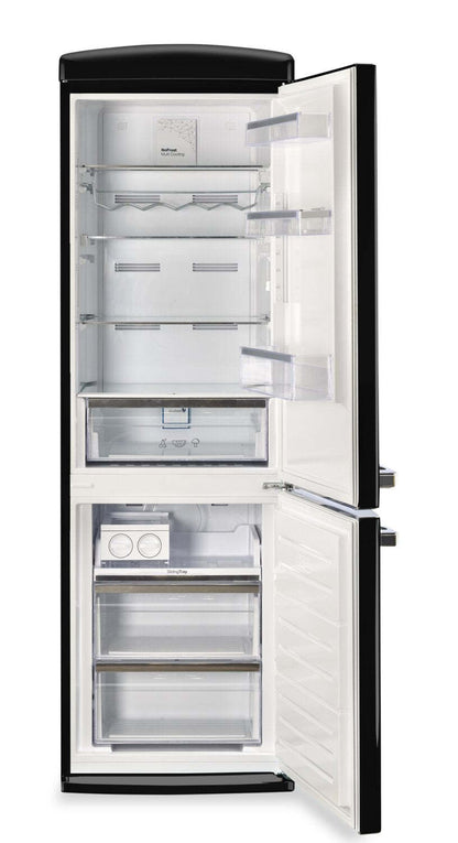 Réfrigérateur Classic Rétro par Unique de 24 po et de 12 pi3 à congélateur inférieur - noir minuit - UGP-340L B AC | U340LBAC