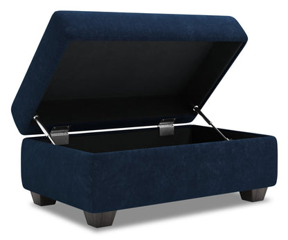 Fabriqué au Canada Pouf de rangement personnalisable The Trunk 39 en tissu de velours - bleu royal | Pouf de rangement The Trunk de Sofa Lab de 39 po fabriqué au Canada en tissu de velours - bleu royal | TRUN3188