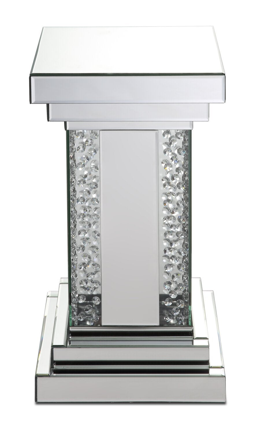 Lisa 12 Mirrored Accent Table with Crystals - Silver|Table d'appoint Lisa de 12 po en miroir avec cristaux - argentée