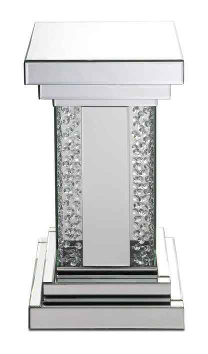 Lisa 12 Mirrored Accent Table with Crystals - Silver|Table d'appoint Lisa de 12 po en miroir avec cristaux - argentée