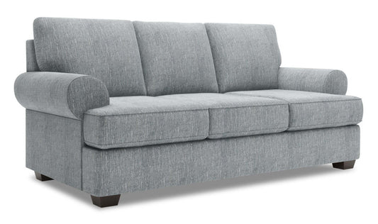 Fabriqué au Canada Canapé Personnalisable Roll 86 en Tissu d'Aspect Lin avec Accoudoirs Enroulés - Gris Luna Pewter | Canapé Roll de Sofa Lab de 86 po fabriqué au Canada en tissu d’apparence lin avec accoudoirs enroulés - gris Luna Pewter | RO102291