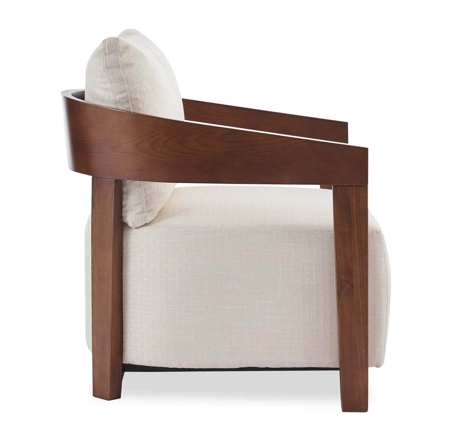 Amor 28.54 Chaise d'appoint en tissu avec accoudoirs et pieds en bois - Taupe | Fauteuil d'appoint Amor 28,54 po en tissu avec accoudoirs et pattes en bois - taupe