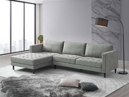 Sofa sectionnel de gauche Metro 2 pièces en tissu avec fauteuil long et coussins de siège capitonnés - gris