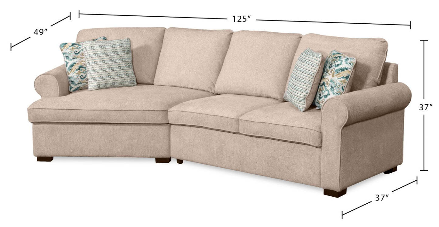 Scott Living Haven 2-Piece Left-Facing Chenille Fabric Cuddler Sectional - Taupe | Canapé sectionnel enveloppant de gauche Haven de Scott Living 2 pièces en tissu de chenille - taupe