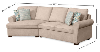 Scott Living Haven 2-Piece Left-Facing Chenille Fabric Cuddler Sectional - Taupe | Canapé sectionnel enveloppant de gauche Haven de Scott Living 2 pièces en tissu de chenille - taupe